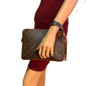 Authentic Louis Vuitton Clutch Bag Sacspo Monogram Used LV Handbag Vinta…